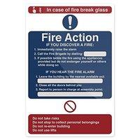 Fixman Fire Action In Case Of Fire Sign 200 x 300mm Rigid