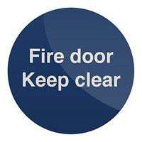 fixman fire door keep clear sign 100 x 100mm self adhesive