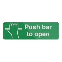fixman push bar to open sign 300 x 100mm self adhesive