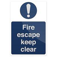 Fixman Fire Escape Keep Clear Sign 200 x 300mm Rigid