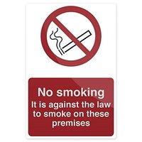fixman no smoking against the law sign 200 x 300mm rigid