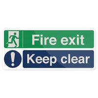 Fixman 450 x 200mm Self-adhesive Fire Exit Keep Clear Sign