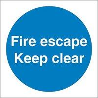 Fire Escape Keep Clear Self Adhesive Vinly 100mm x 100mm