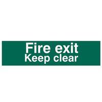 fire exit keep clear text only pvc 200 x 50mm