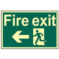 Fire Exit Running Man Arrow Left - Photoluminescent 300 x 200mm