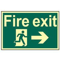 Fire Exit Running Man Arrow Right - Photoluminescent 300 x 200mm