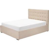 finlay double bed with storage biscuit beige