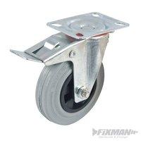 Fixman Braked Swivel Rubber Castor 125mm 100kg