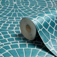 fine dcor ceramica teal mosaic wallpaper