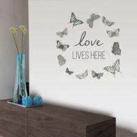 fine dcor love lives here grey self adhesive wall sticker