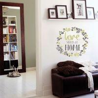 fine dcor love starts at home green self adhesive wall sticker