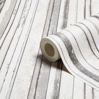 Fine Décor Grey Wood Stripe Wallpaper