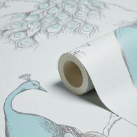 Fine Décor Empress Teal & Duck Egg Foliage & Birds Glitter Effect Wallpaper