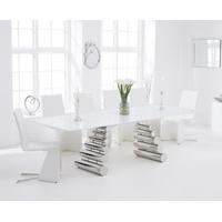 Firenze 180cm White Glass and Metal Extending Dining Table with Ibiza Chairs