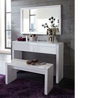 Fino High Gloss White Dressing Table Set with Mirror