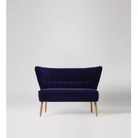 fitz two seater sofa in ink deep velvet light oak feet