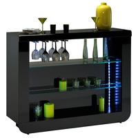 Fiesta Bar Unit In Black High Gloss With Glass Shelves