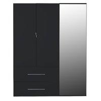 first 3 door 2 drawer mirrored wardrobe black