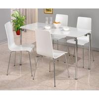 Fiji High Gloss Rectangle Dining Set in White