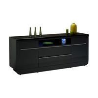 Fiesta Black High Gloss Large Sideboard With 2 Door And 2 Drawer
