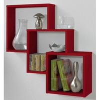 Fibi Trio Wooden Wall Shelf in Red