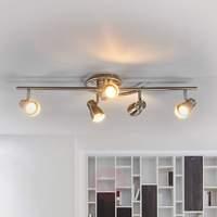 Five-bulb Hilda ceiling light, matt nickel
