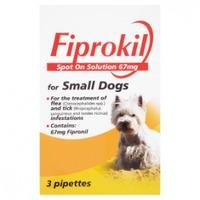 Fiprokil Spot On Solution 67mg for Small Dogs 3 Pipettes