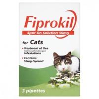 Fiprokil Spot On Solution 50mg for Cats 3 Pipettes