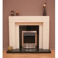 Fireside Stonehenge Limestone Fireplace with Granite Hearth and Back Panel