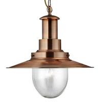 Fisherman XL Copper Finish Ceiling Pendant With Seeded Glass