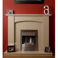 Fireside Bowdon Micro Marble Fireplace Package with Axon Modern Brushed Steel Inset Electric Fire