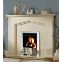 Fireside Southampton Micro Marble Fireplace Package with Axon Modern Electric Brushed Steel Inset Fire