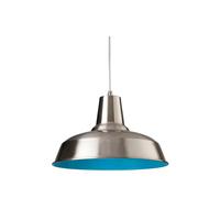 Firstlight 8623 Smart 1 Light Brushed Steel and Blue Finish Ceiling Pendant