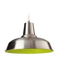 Firstlight 8623 Smart 1 Light Brushed Steel and Green Ceiling Pendant
