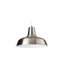 Firstlight 8623 Smart 1 Light Brushed Steel and White Finish Ceiling Pendant