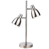 Firstlight 3467BS Vogue 2 Light Table Lamp In Brushed Steel With Chrome