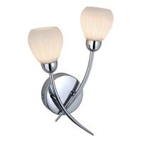 Firstlight 8233 Rena 2 Light Chrome Wall Lamp With Opal Glass Shades