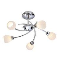 Firstlight 8235 Rena 5 Light Chrome Semi-Flush Ceiling Lamp With Opal Glass