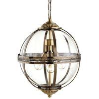 Firstlight Mayfair 3413AB Antique Brass Glass Globe Lantern Pendant Light