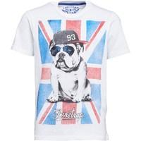 firetrap junior boys flag bulldog t shirt bright white