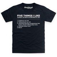 five things i like 4x4 kids t shirt