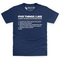 five things i like guitar kids t shirt