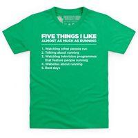 five things i like running kids t shirt