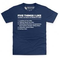 five things i like cycling kids t shirt