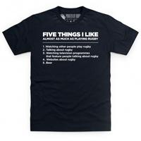 five things i like rugby t shirt