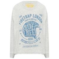 firetrap grey long sleeve pull on ride free slogan and logo pull on co ...
