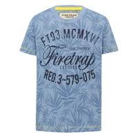 Firetrap boys light blue 100% cotton short sleeve crew neck leaf logo print t-shirt - Light Blue