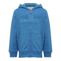 Firetrap boys cotton blend blue long sleeve hooded embossed logo zip through hoody - Cobalt