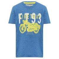 firetrap boys 100 cotton blue short sleeve crew neck motorbike logo pr ...