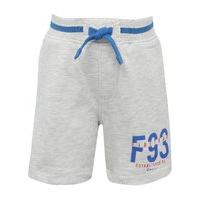 Firetrap boys cotton blend grey elasticated waistband blue contrast piping logo print sweat shorts - Grey